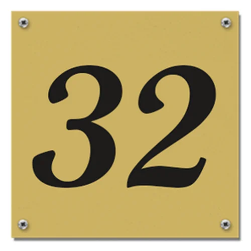 Hausnummer, Messingoptik, quadratisch 80 x 80 mm, zum Anschrauben