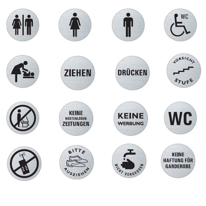 Hinweiszeichen Piktogramm aus Edelstahl rund