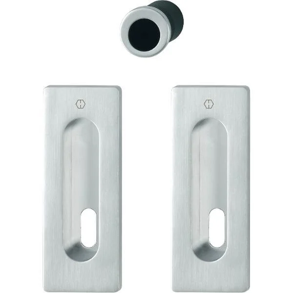 Hoppe HOPPE Schiebetürmuschel Set M464 – BB,eckige Rosette,Messing verchromt satiniert