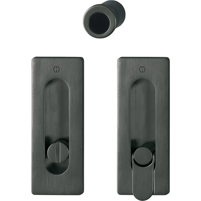 Hoppe HOPPE Schiebetürmuschel Set M464 – WC, eckige Rosette, Messing schwarz satiniert