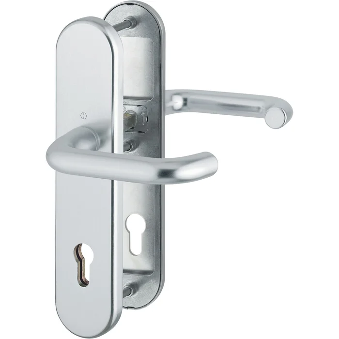 Hoppe SH-Drückergarnitur PARIS-auf Schild PZ88, 62-72, mit Kzs., silber, RC3