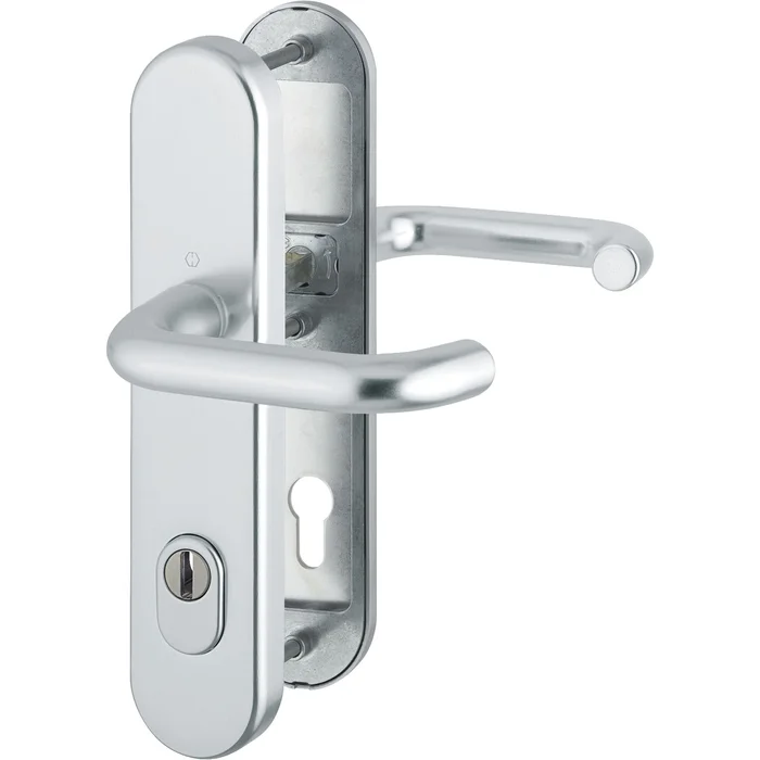 Hoppe SH-Drückergarnitur PARIS-auf Schild PZ88, SST, mit Kzs., TS42-47, silber