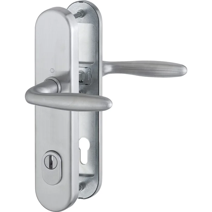 Hoppe SH-Drückergarnitur VERONA-auf Schild PZ88, 62-72, mit Kzs., Edelstahl