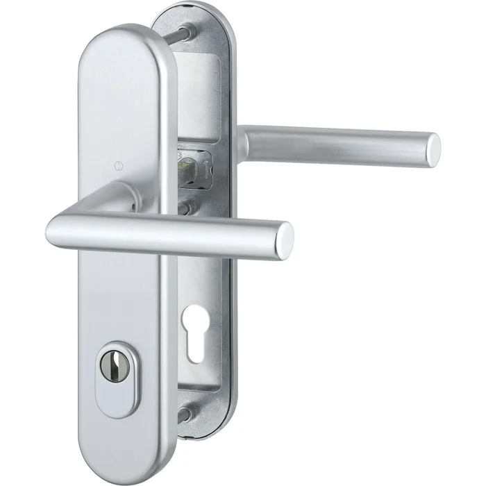 Hoppe Sicherheits-Drückergarnitur AMSTERDAM, PZ88 Kernziehschutz, RC2, silber eloxiert