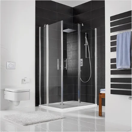 HSK Favorit Nova Eckeinstieg, 4-teilig, 90x90x195 chromoptik