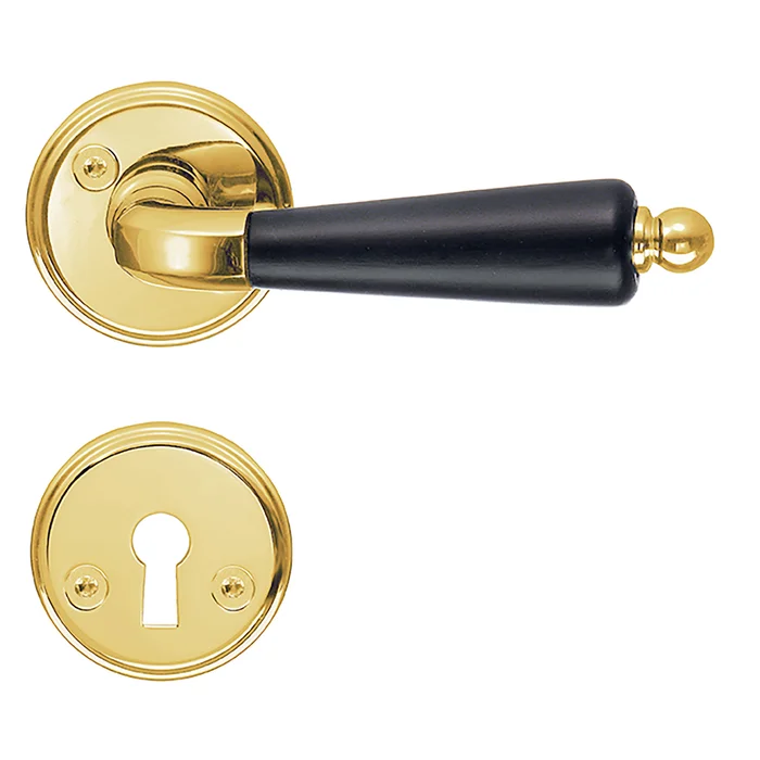 Innentürgriff aus poliertem Messing mit PVD-Finish und schwarzem Griff aus ABS-Kunststoff Smedbo Spar