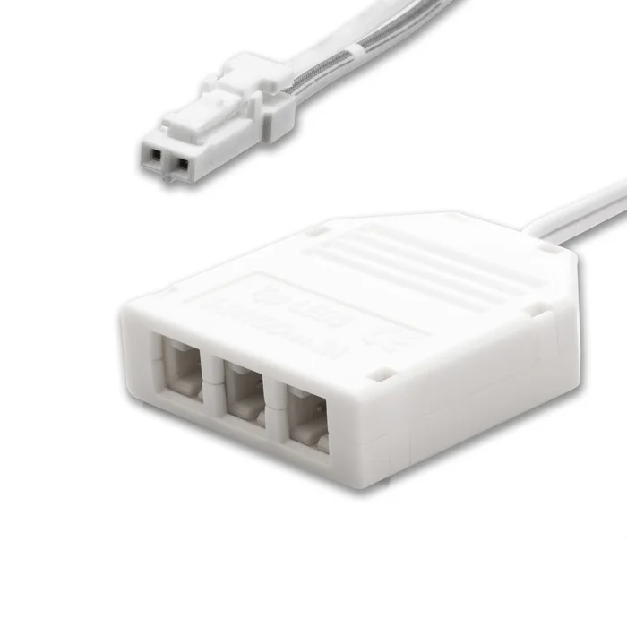 ISOLED MiniAMP 3-fach Verteiler (1 male-Stecker an 3 female-Buchsen) 30cm 2-polig weiß max. 3,5A