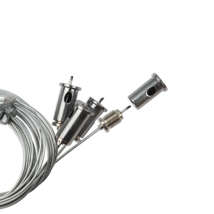 ISOLED Seilabhängung (4 Stk) mit Deckenverschraubung und Gegenstück mit Rutschklemme inkl. Stahlseil