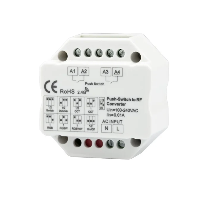 ISOLED Sys-Pro 2-Push Input Funk-Output für Switch/Dimm/CCT/ RGB/RGB+W Empfänger 100-240V