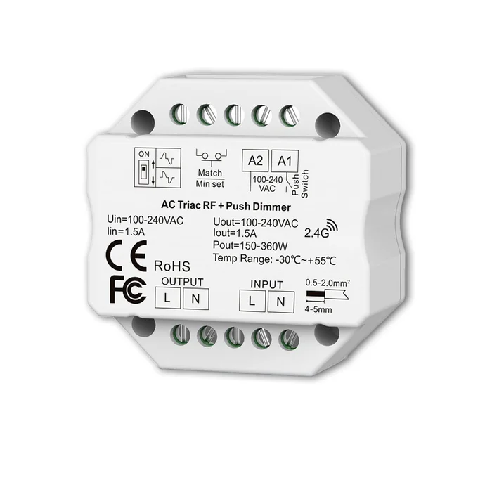 ISOLED Sys-Pro + Zigbee 3.0 Push/Funk Dimmer 230V AC 360 VA Phasenan-/Abschnitt wählbar