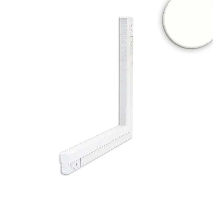 ISOLED Track48 Eckleuchte vertikal weiß 20W 120° 48V DC 4000K CRI90 prismatisch Line+ DALI dimmbar