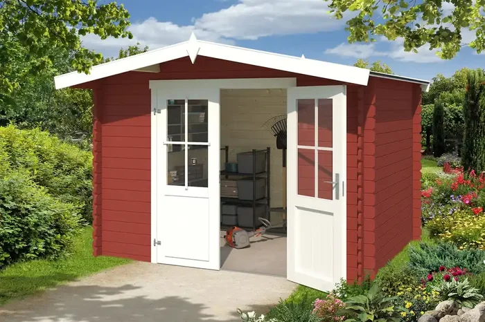Lasita Maja Baltimore Holz-Gartenhaus Blockhaus 28mm, 292×230, Schwedenrot