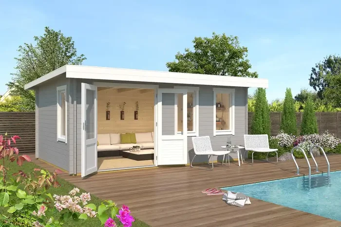 Lasita Maja Baruda 53 Gartenhaus Blockhaus 40 mm, 510 x 330, Lichtgrau