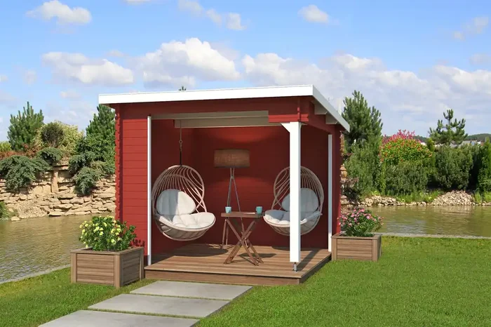 Lasita Maja Buffalo 275 Unterstand / Lounge 28mm, 275×275, Schwedenrot