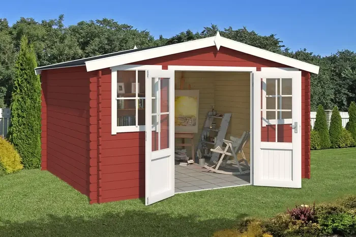 Lasita Maja Dallas Holz-Gartenhaus Blockhaus 28mm, 376×292, Schwedenrot