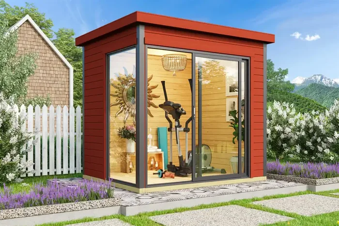 Lasita Maja Domeo Mini Gartenhaus Blockhaus 44 mm, 250 x 200, Schwedenrot