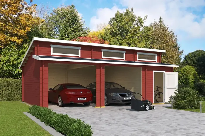 Lasita Maja Hawaii Ohne Tore Garage 44 mm 2-Raum, 780 x 520, Schwedenrot