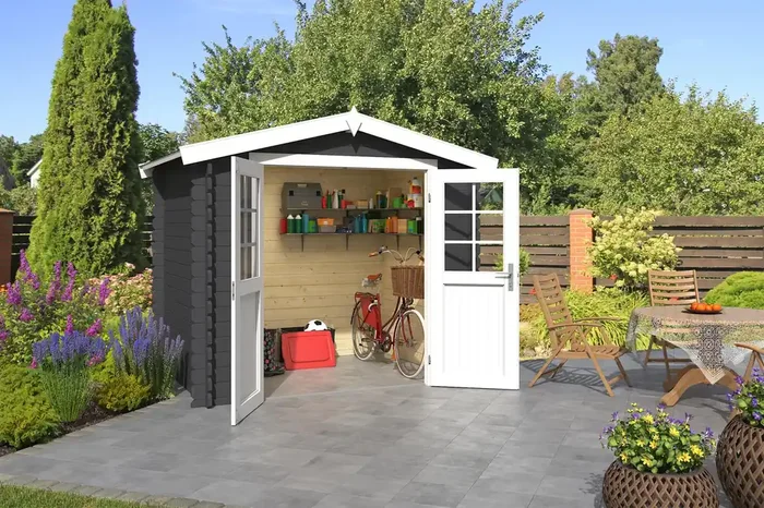 Lasita Maja Ingo 175 Holz-Gartenhaus Blockhaus 28mm, 230×175, Carbongrau