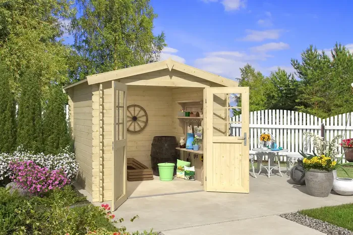 Lasita Maja Ingo 230 Holz-Gartenhaus Blockhaus 28mm, 230×230, Naturbelassen