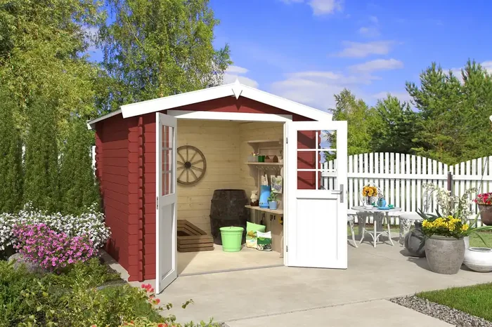 Lasita Maja Ingo 230 Holz-Gartenhaus Blockhaus 28mm, 230×230, Schwedenrot