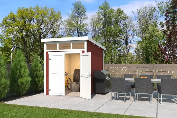 Lasita Maja Kibo 2 Holz-Gartenhaus Blockhaus 28mm, 200×250, Schwedenrot