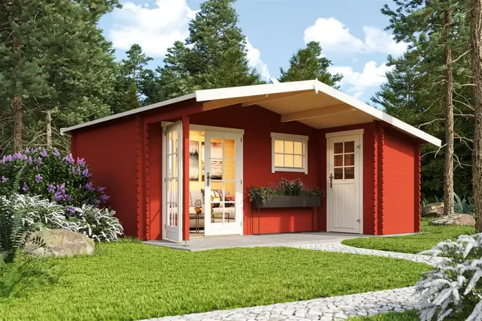 Lasita Maja Little Rock Gartenhaus Blockhaus 34mm 2-Raum, 510×430, Schwedenrot
