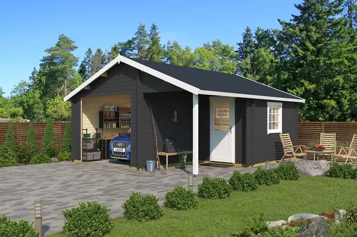 Lasita Maja Nevis Ohne Tore Garage 44 mm mit Überdachung, 500 x 550, Carbongrau