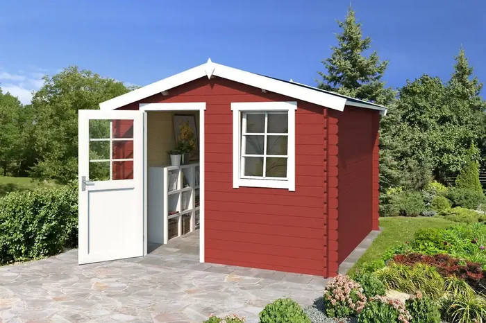 Lasita Maja Nina 275 Holz-Gartenhaus Blockhaus 28mm, 275×275, Schwedenrot