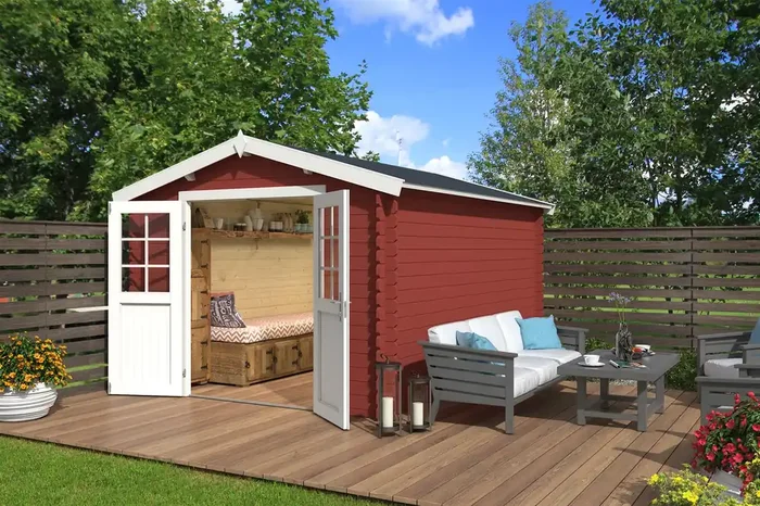 Lasita Maja Norah 380 Holz-Gartenhaus Blockhaus 28mm, 275×380, Schwedenrot