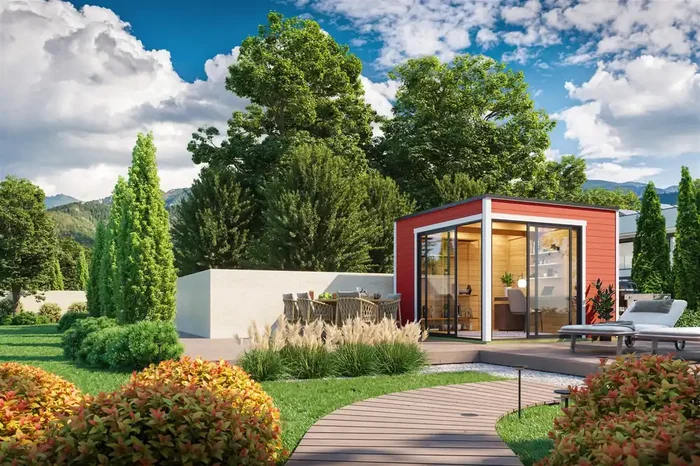 Lasita Maja Palermo 3 Holz-Gartenhaus Blockhaus 28mm, 294×294, Schwedenrot