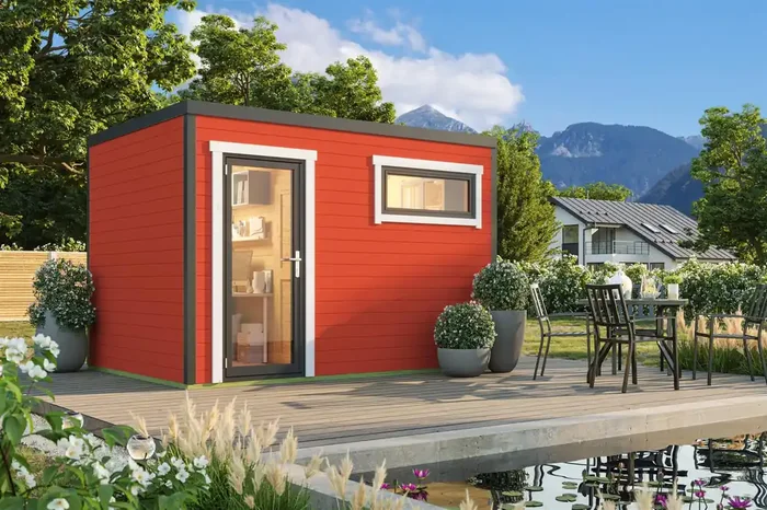 Lasita Maja Sardinia 2 Set Gartenhaus Blockhaus 44 mm 2-Räume, 350×250, Schwedenrot