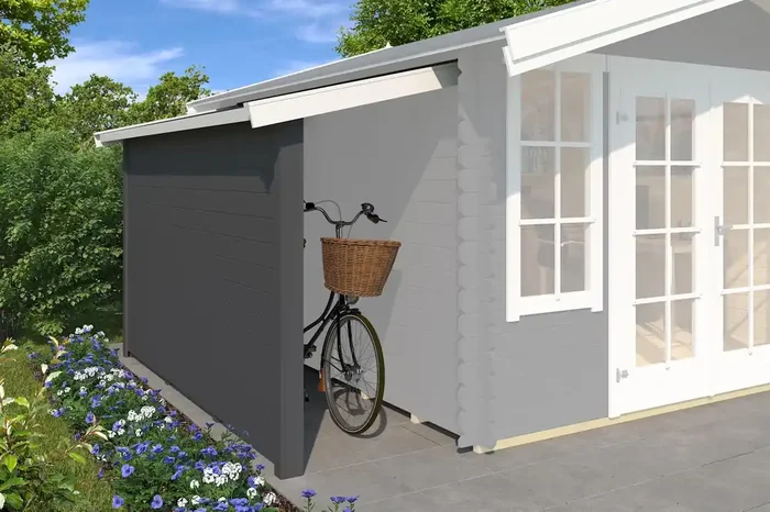 Lasita Maja Schleppdach mit Seitenwand 90 X 300 B Schleppdach 28 mm, 280×900, Carbongrau