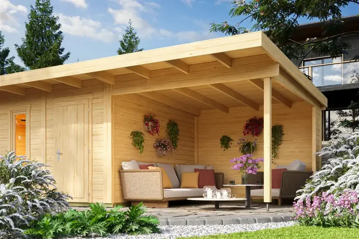 Lasita Maja Sicily Dachverlängerung Anbau für Sicily 44 mm, 300×350, Naturbelassen