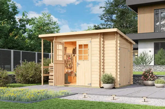 Lasita Maja Vilano 3 Holz-Gartenhaus Blockhaus 19 mm, 200×200, Naturbelassen