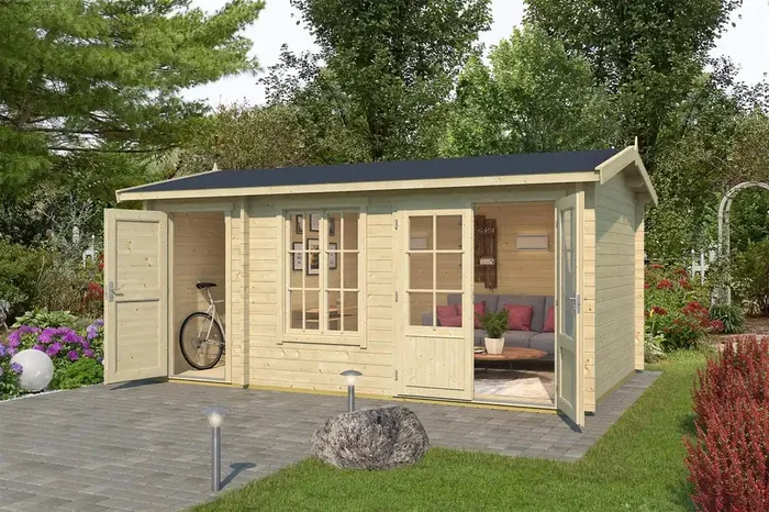Lasita Maja Wrexham 2 Gartenhaus Blockhaus 44 mm, 485 x 300, Naturbelassen