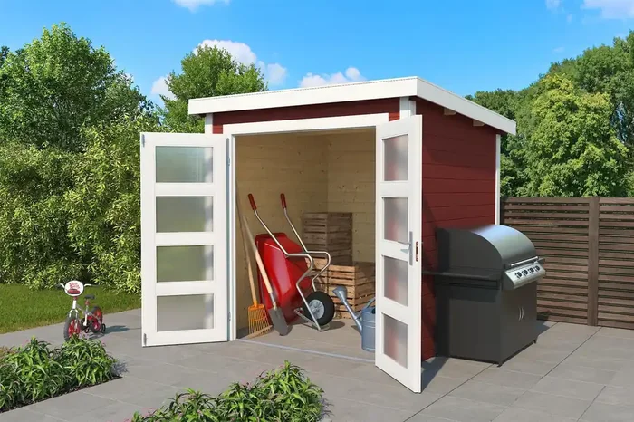 Lasita Maja Zambezi 2 Holz-Gartenhaus Blockhaus 28mm, 200×250, Schwedenrot