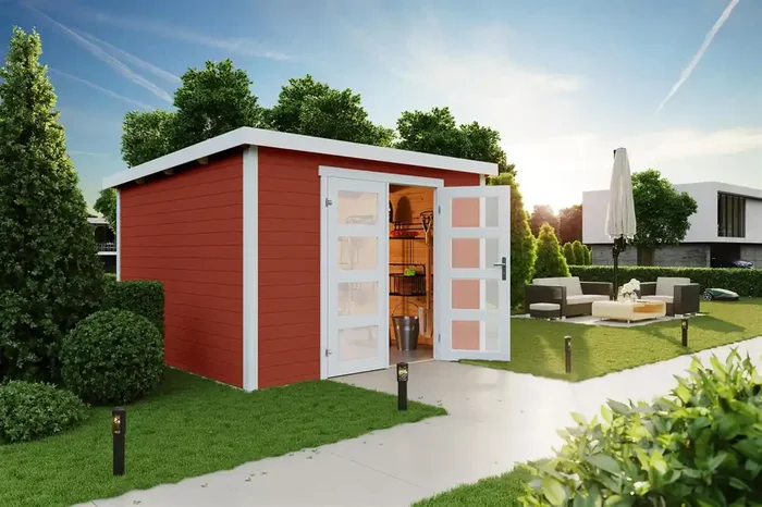 Lasita Maja Zambezi 6 Holz-Gartenhaus Blockhaus 28mm, 300×250, Schwedenrot