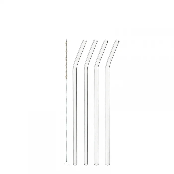 Leonardo Glastrinkhalm Set 4-tlg. 23cm mit Reinigungsbürste