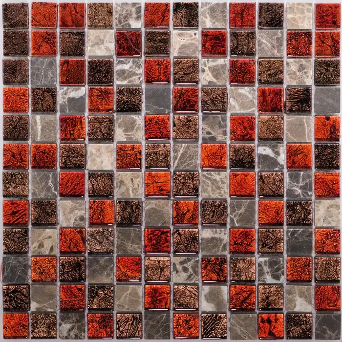 Meta Marmor Marron Emparador Glasmix Rot Braun Mosaik – – 30×30