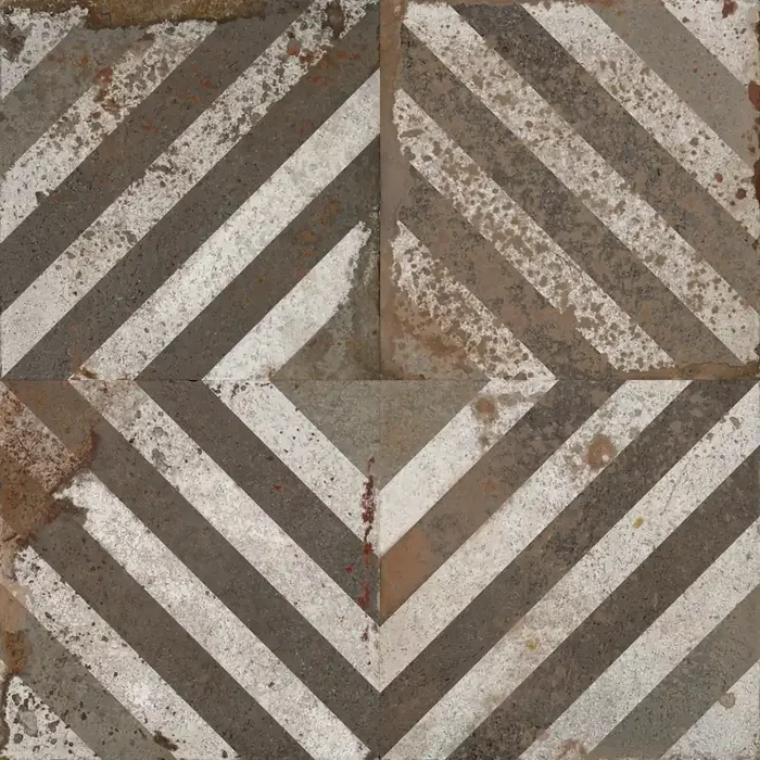 Metapoli Bronx Braun Dekor Feinsteinzeug glasiert, matt Rundkante 60x60x1