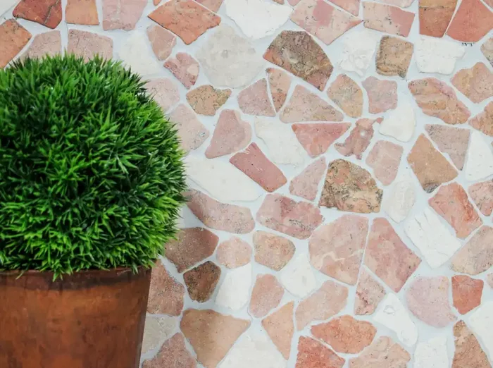 Mosaik Bruch Rustic Marble Cotto-Weiß 30x30cm