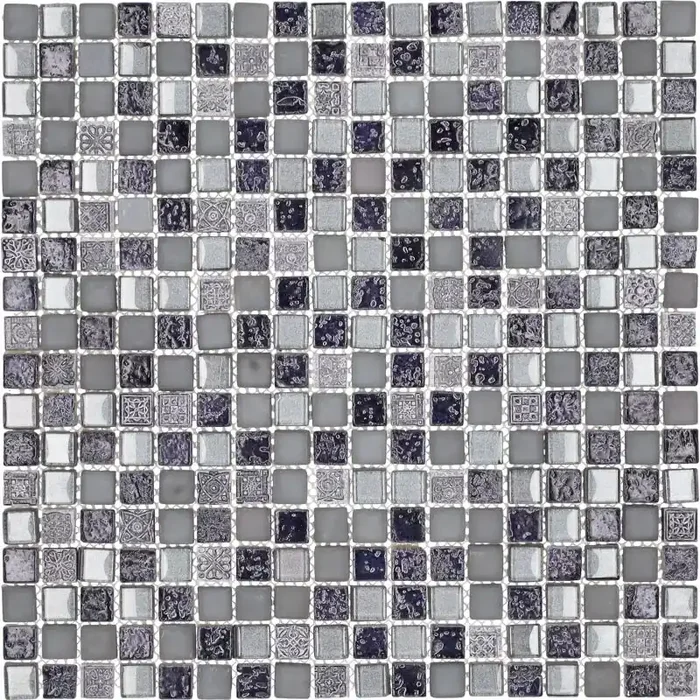 Mosaik Glas-Naturstein Grau 1,5 x 1,5 cm SFER15005