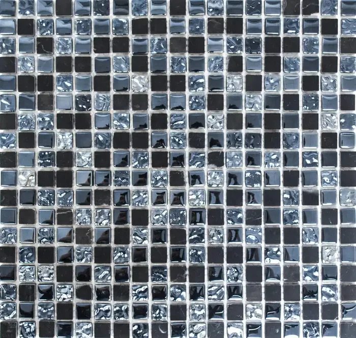 Mosaik Mix Crystal Grau-Schwarz 32x31cm