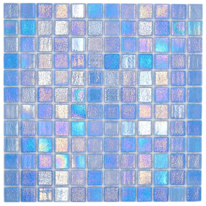Mosaikfliesen Glas Eco Shell hellblau AIR glänzend 31,6×31,6 cm für Dusche Pool Küche Theken