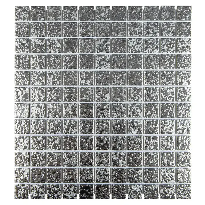 Mosaikfliesen silber gehämmerte unebene Oberfläche 33×30,2 cm glänzend netzverklebt