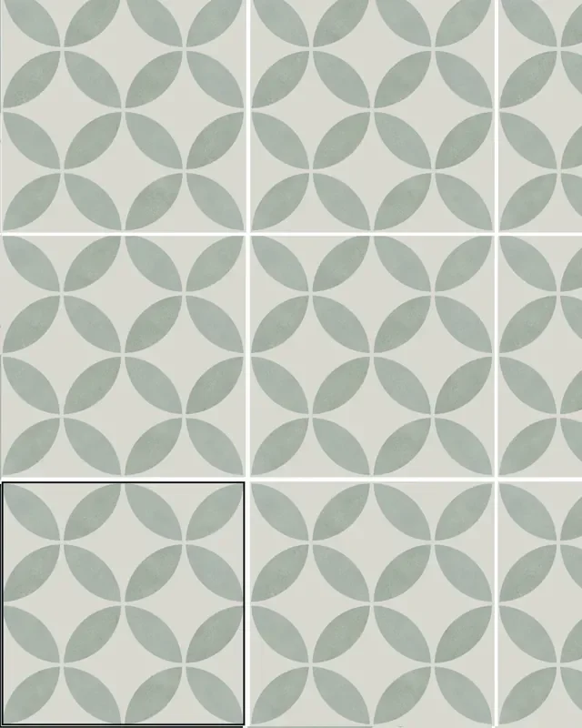 Motiv Fliesen mit Blumenmuster Aqua Weiß ENYA AQUA 15X15 cm