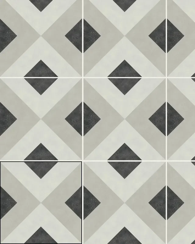 Motiv Fliesen mit Quadraten Schwarz Weiß BRIANNA COAL 15X15 cm