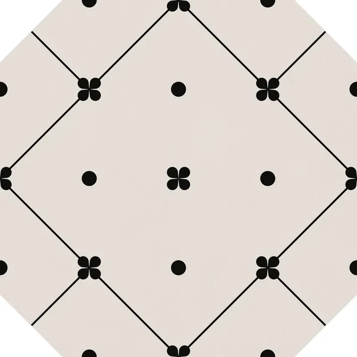 Muster 20×20 cm für FKEU Kollektion Retrovibe Dec.3 Black & White Matt Achteck 20×20 R11/C Art.-Nr. FKEU0993387