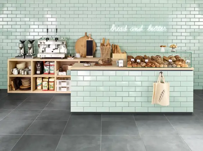 Musterfliesenstück für Agrob Buchtal District Facette Miami Mint Wandfliese 5X10/0,65 Art.-Nr. 45554H