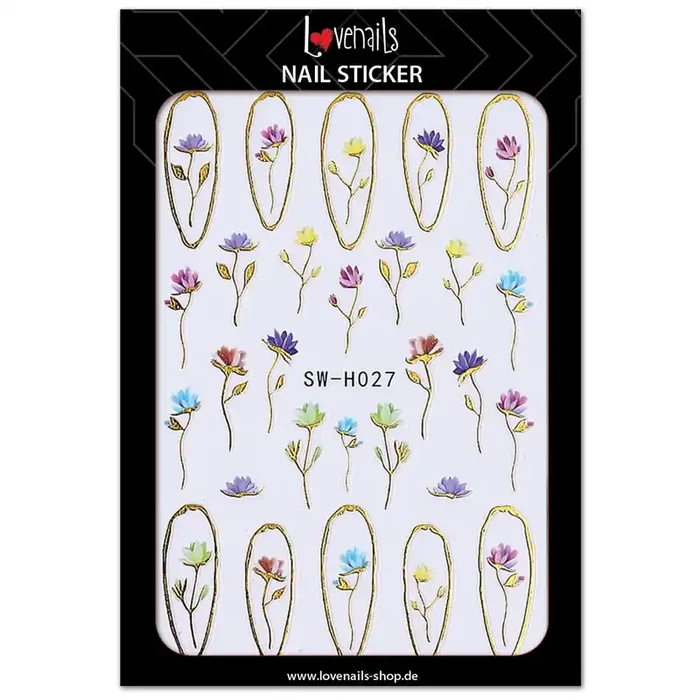 Nail Sticker Blumen metallic